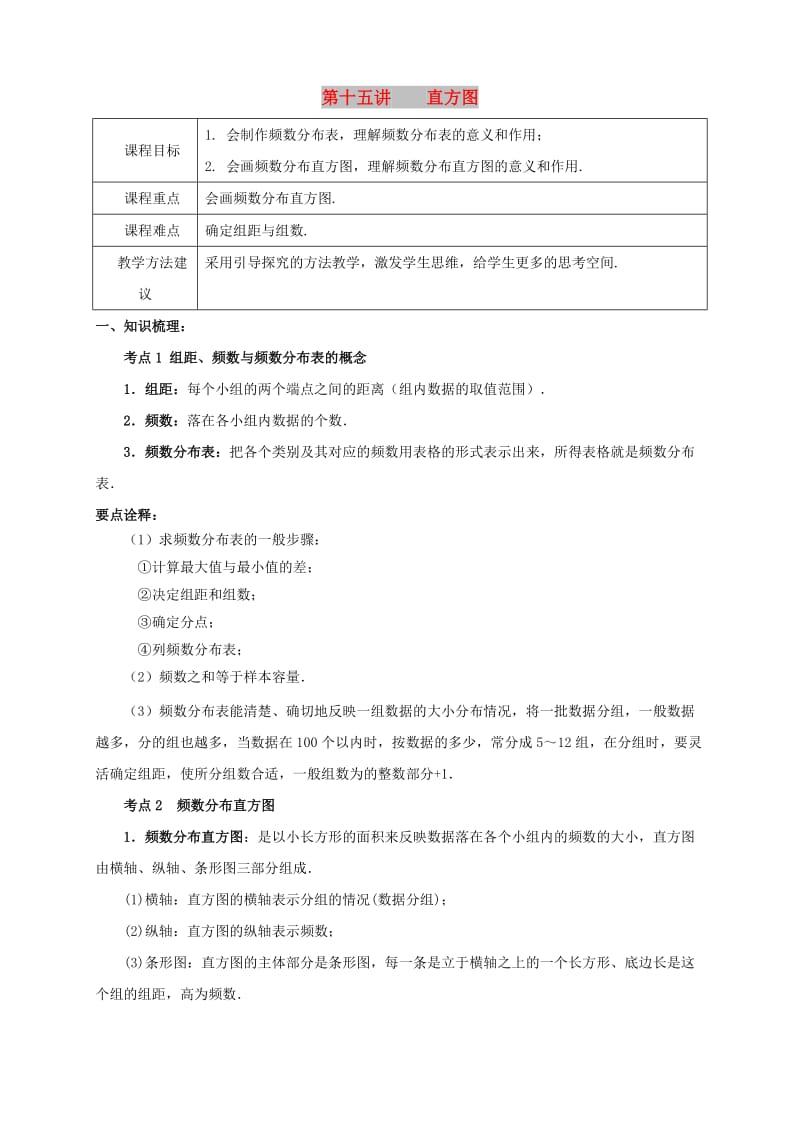 七年级数学下册 春季课程 第十五讲 直方图试题（新版）新人教版.doc_第1页