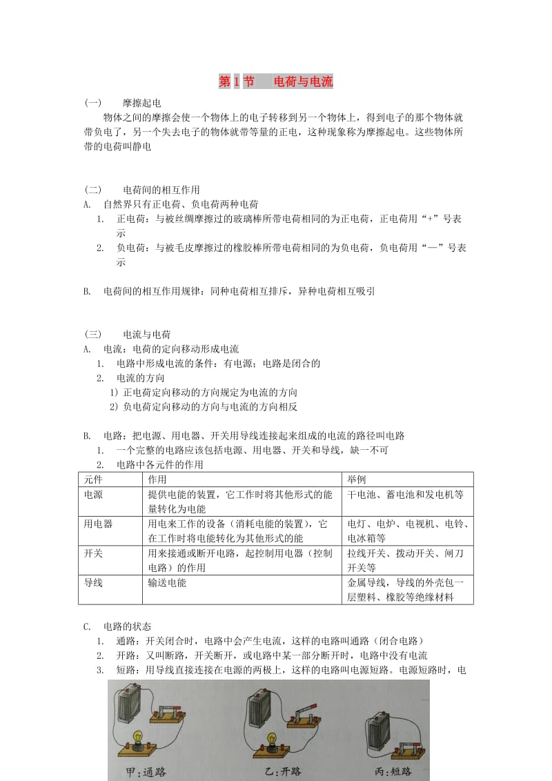 八年级科学上册 第4章 电路探秘知识点归纳 （新版）浙教版.doc_第1页