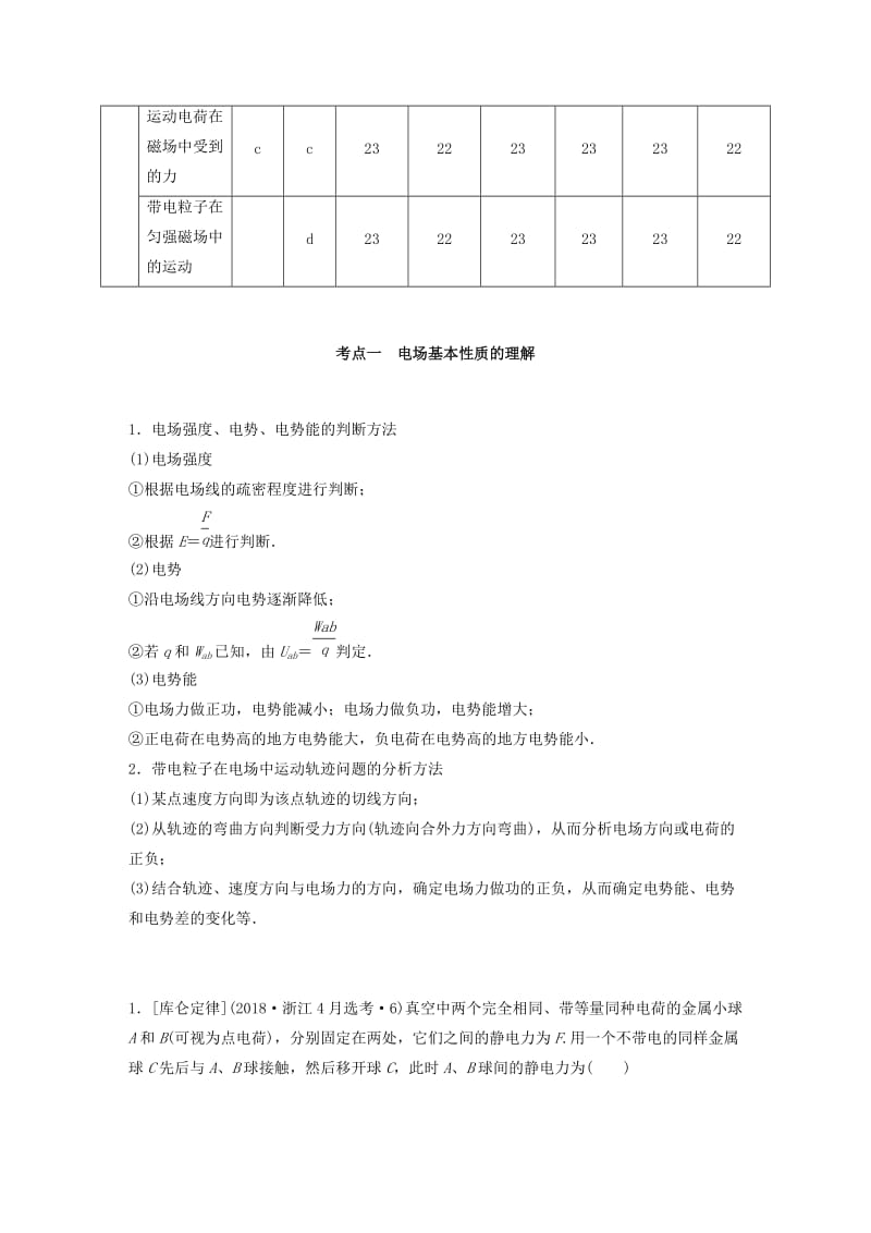 2019高考物理二轮复习专题三电场和磁场第1讲电场和磁场性质的理解学案.doc_第2页