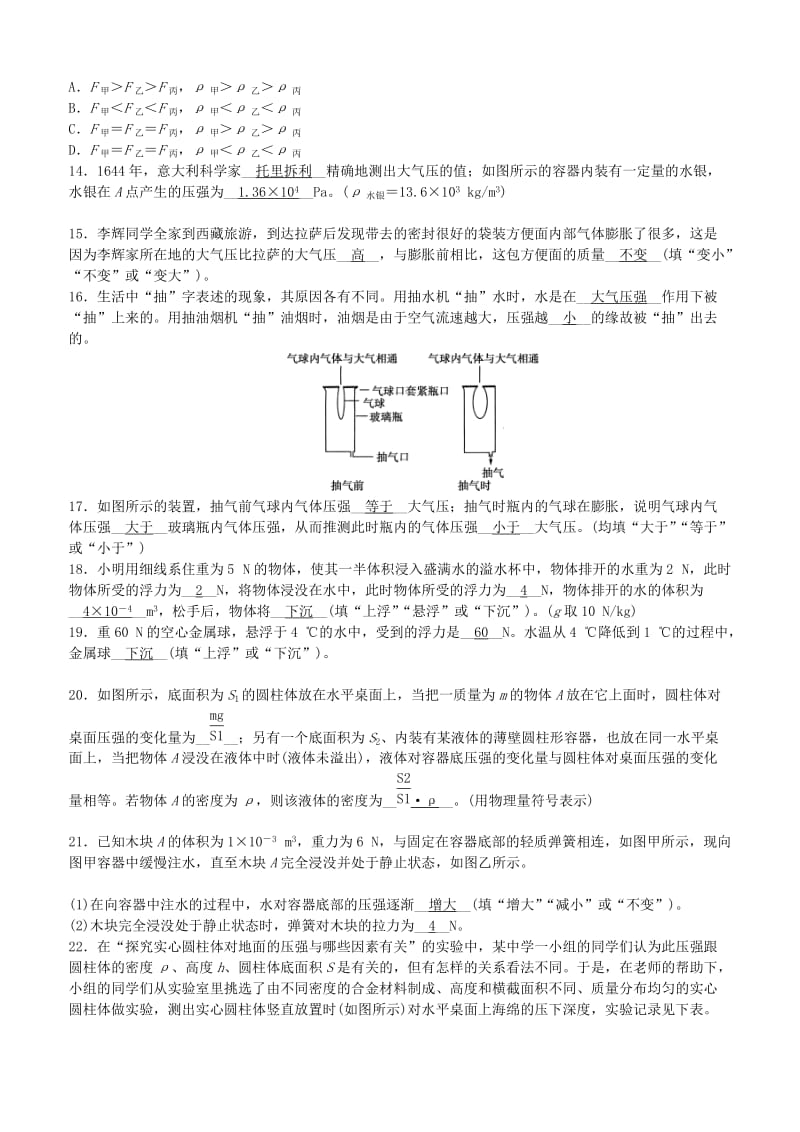 中考物理 压强、浮力专题综合练习题.doc_第3页