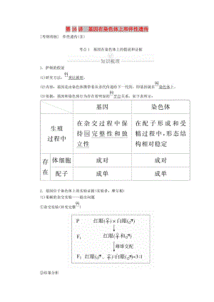 2020年高考生物一輪復(fù)習(xí) 第5單元 遺傳的基本規(guī)律與伴性遺傳 第16講 基因在染色體上和伴性遺傳學(xué)案（含解析）（必修2）.doc