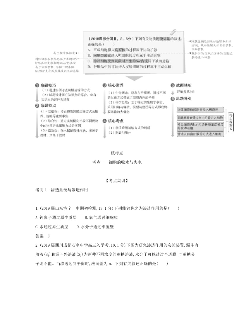 2019届高考生物二轮复习 专题3 物质进出细胞的方式习题.doc_第2页