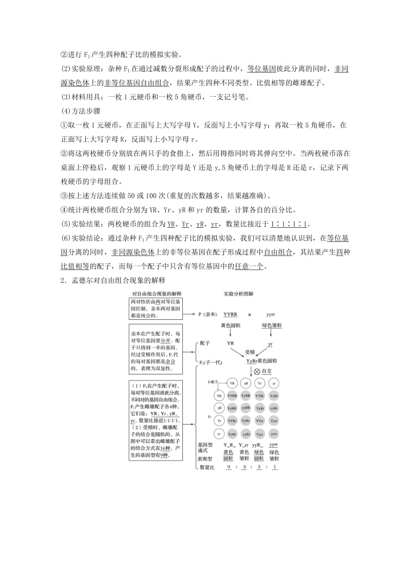 2019-2020年高中生物 第4章 遗传信息的传递规律 第15课时 基因的自由组合规律(Ⅰ)教学案 北师大版必修2.doc_第3页