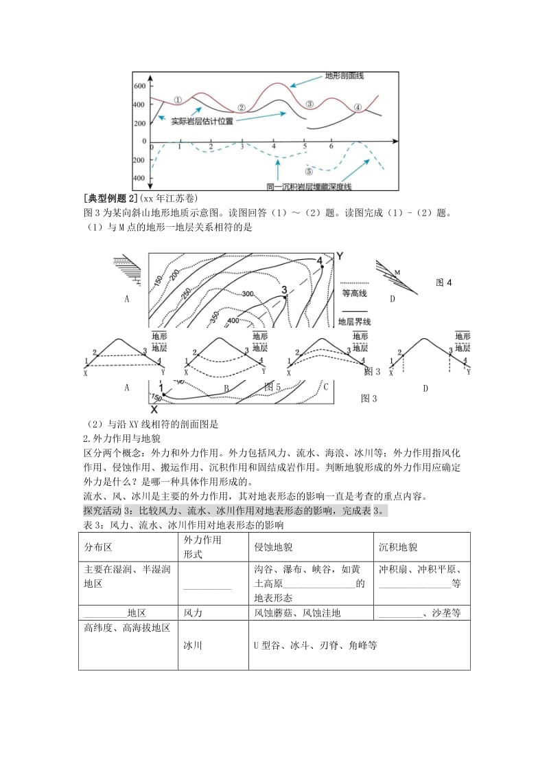 2019-2020年高考地理二轮专题复习 岩石圈中的物质运动和能量交换 第2课时 内外力作用与地表形态学案.doc_第3页