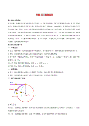 2019年高考物理備考 中等生百日捷進(jìn)提升系列 專題04 曲線運(yùn)動(dòng)（含解析）.docx