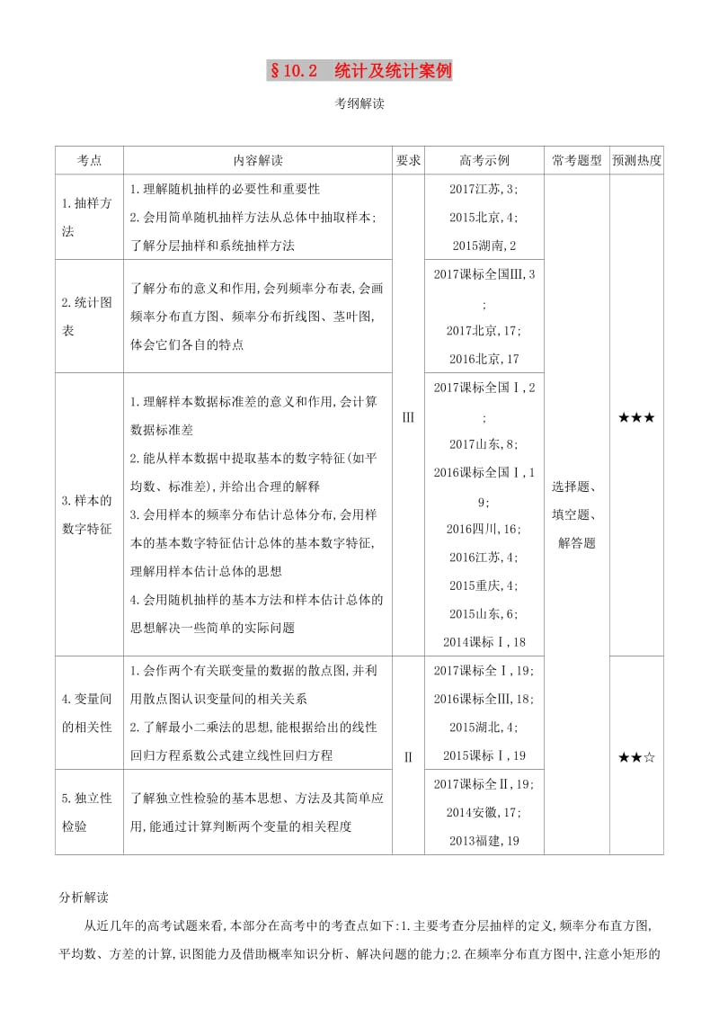 2019高考数学一轮复习 第十章 概率、统计及统计案例 10.2 统计及统计案例练习 文.doc_第1页