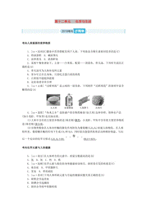 安徽省2019年中考化學(xué)總復(fù)習(xí) 第十二單元 化學(xué)與生活練習(xí).doc