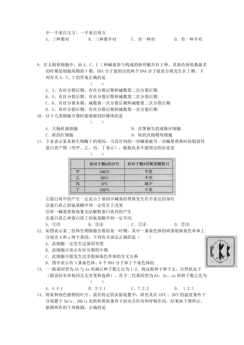 2019-2020年高考生物2月份百题精练（2）.doc_第2页