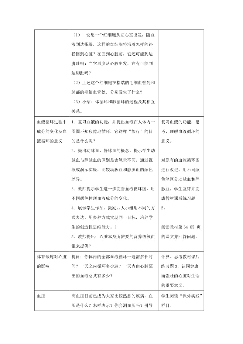 七年级生物下册 4.4.3《输送血液的泵-心脏》第二课时教案 （新版）新人教版.doc_第2页