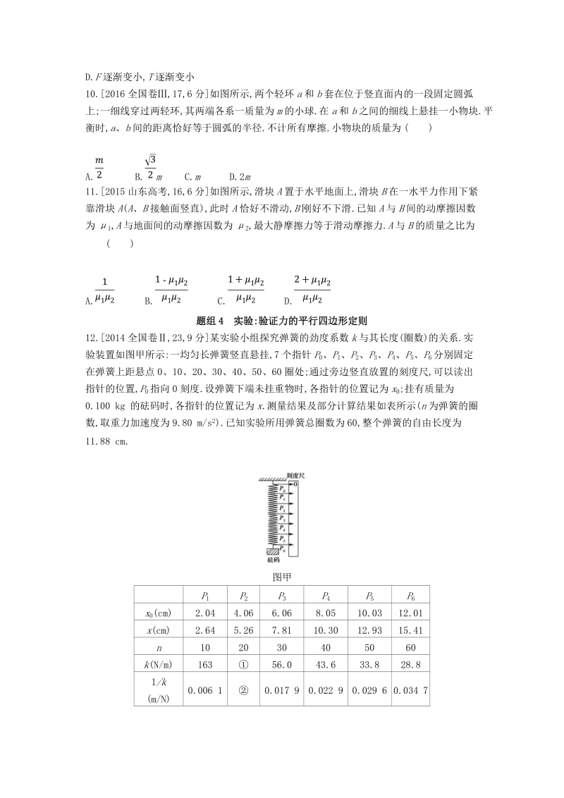 2019版高考物理总复习 专题二 相互作用考题帮.doc_第3页