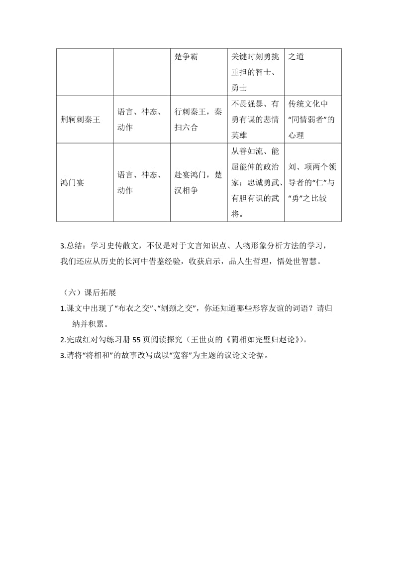 2019-2020年高中语文必修四：11廉颇蔺相如列传 教学设计.doc_第3页