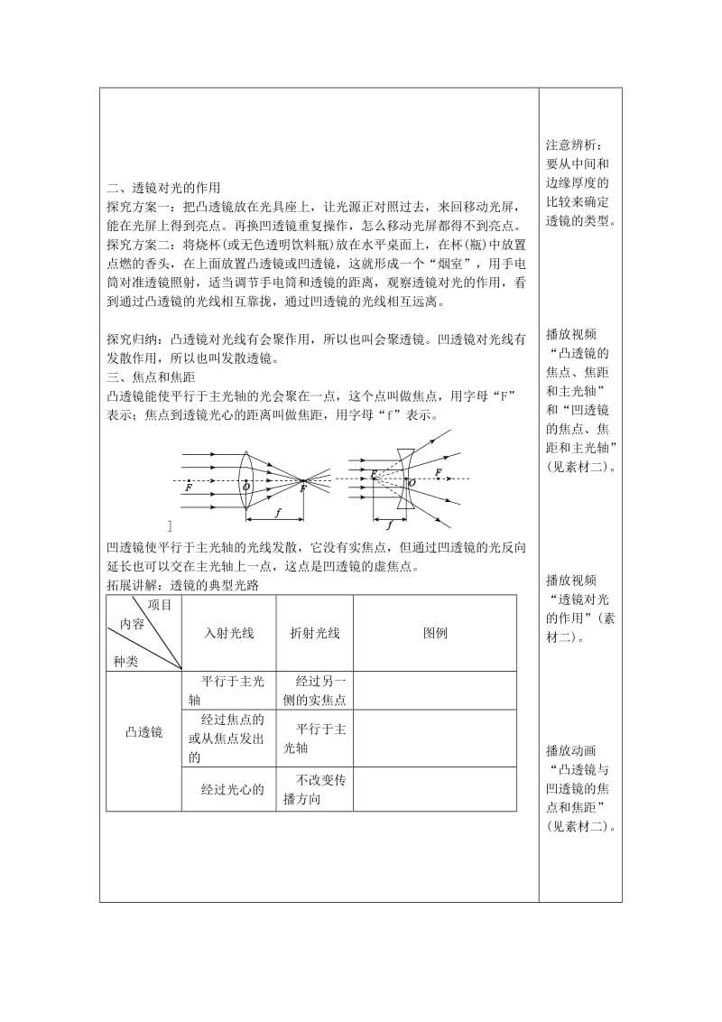 八年级物理上册 5.1透镜教学设计 （新版）新人教版.doc_第3页