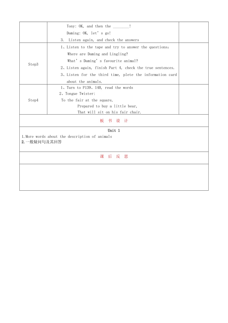 七年级英语上册 Module 6 A trip to the zoo Unit 1 Does it eat meat教案 外研版.doc_第2页