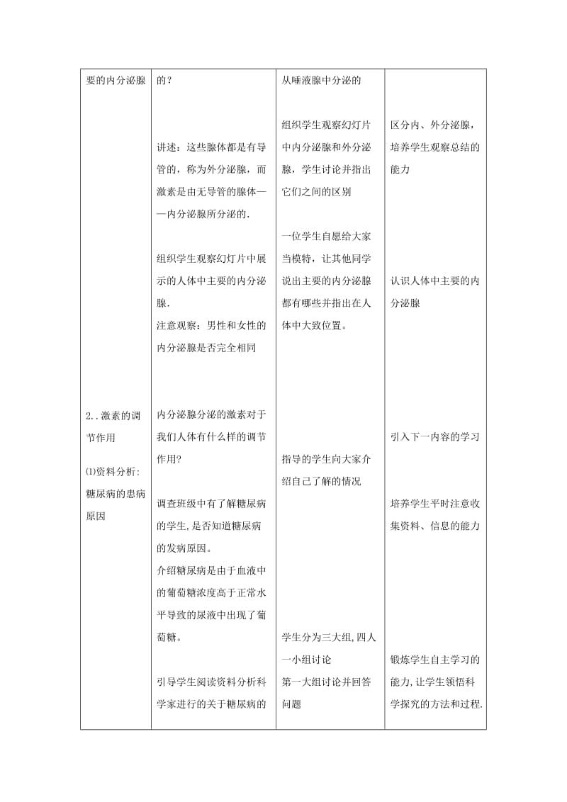 八年级生物上册 6.16.3《人体的激素调节》教案2 （新版）苏科版.doc_第2页