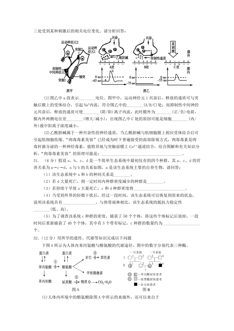 2019-2020年高三生物第一次统一考试 理 新人教版.doc_第3页