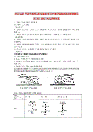 2019-2020年高考地理二輪專題復習 大氣圈中的物質運動和能量交換 第3課時 天氣系統(tǒng)學案.doc