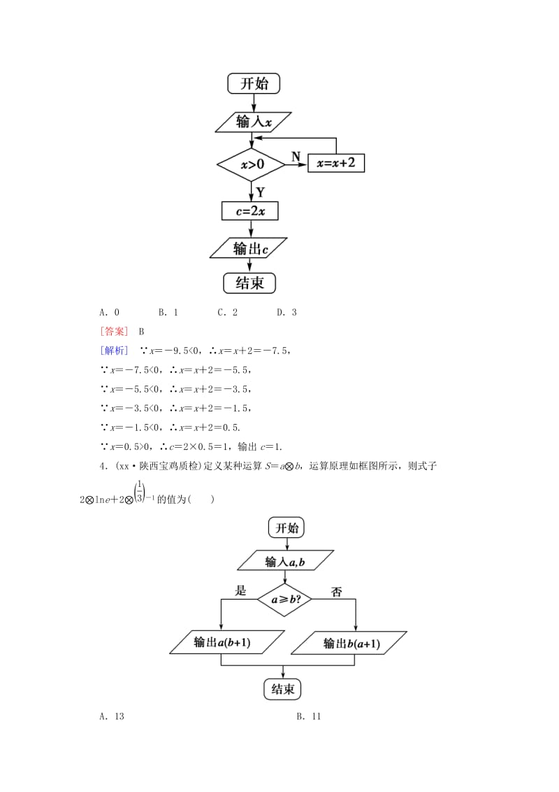 2019-2020年高考数学总复习 11-1算法与框图基础巩固强化练习 新人教A版.doc_第3页