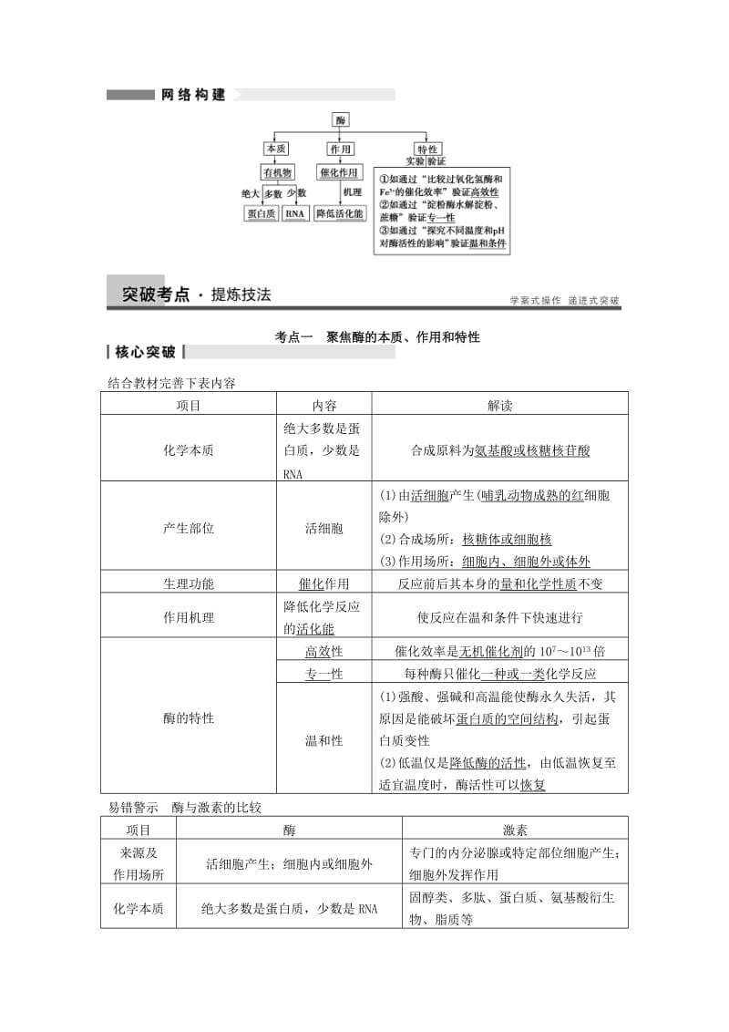 2019-2020年高考生物一轮复习 第三单元 能量之源 光与光合作用 第9讲降低化学反应活化能的酶学案.DOC_第3页