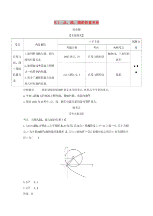 （浙江專用）2020版高考數(shù)學(xué)一輪總復(fù)習(xí) 專題9 直線和圓的方程 9.3 點(diǎn)、線、圓的位置關(guān)系檢測(cè).doc