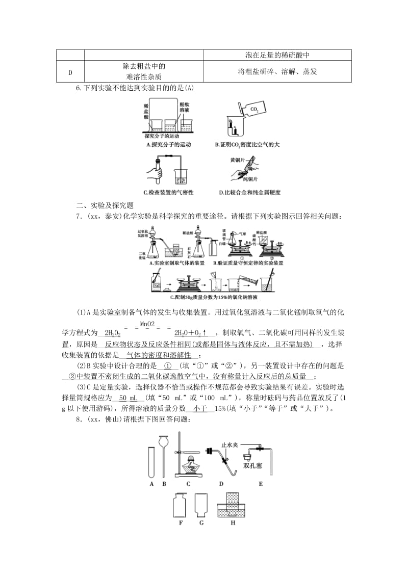 2019-2020年中考化学总复习 第一轮课时训练 第19讲 实验方案的设计与评价.doc_第2页