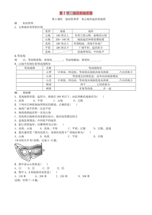 七年級科學(xué)上冊 第3章 人類的家園-地球 第7節(jié) 第1課時 地形的類型 表示地形起伏的地圖習(xí)題 浙教版.doc