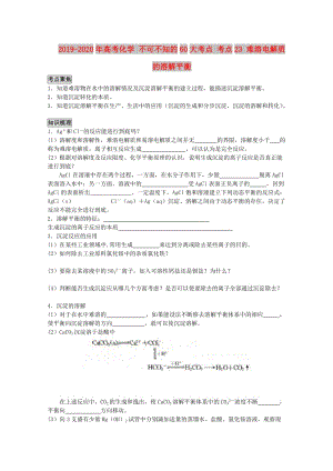 2019-2020年高考化學(xué) 不可不知的60大考點(diǎn) 考點(diǎn)23 難溶電解質(zhì)的溶解平衡.doc