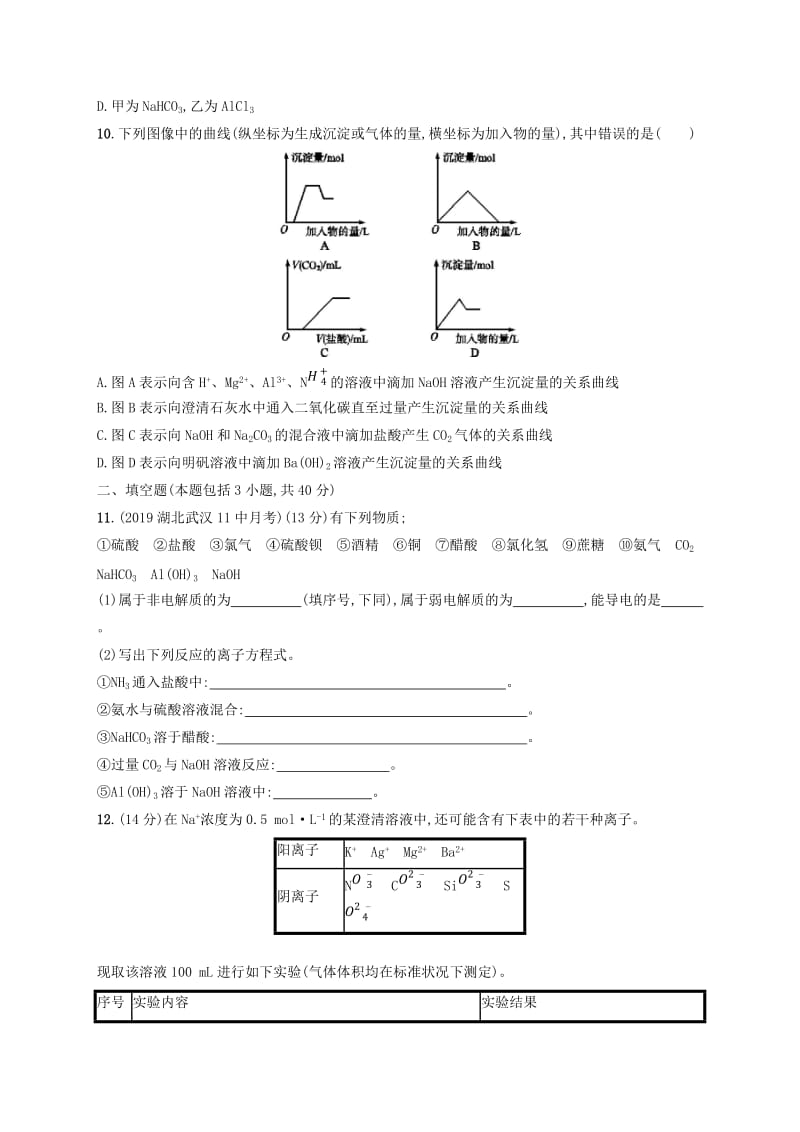 2020版高考化学复习 课时规范练4 离子反应 苏教版.doc_第3页