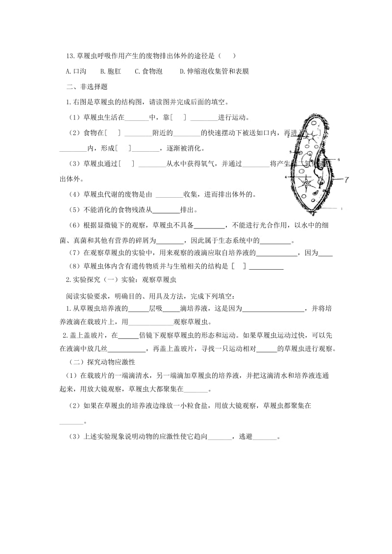 七年级生物上册 2.2.4《单细胞生物》同步练习2 （新版）新人教版.doc_第2页