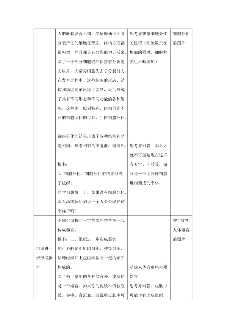 七年级生物上册 2.2.2《动物体的结构层次》教案2 （新版）新人教版.doc_第3页