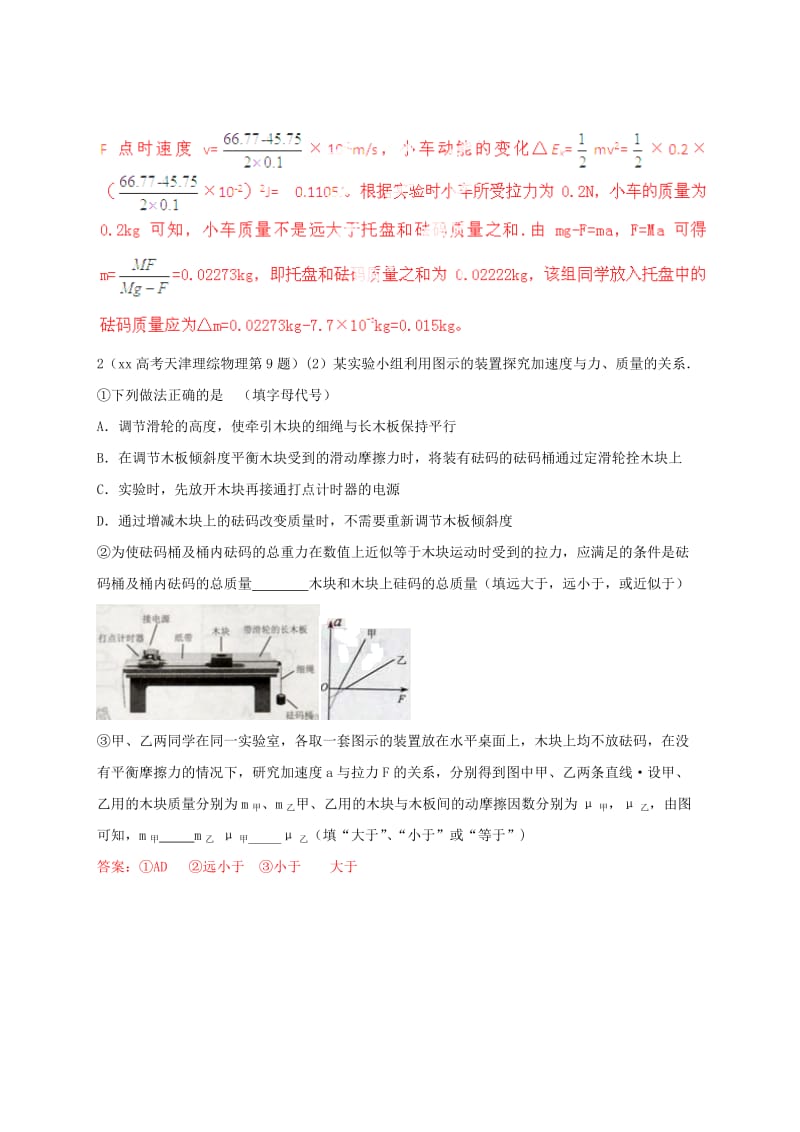 2019-2020年高考物理大全分类解析 专题32 验证牛顿运动定律.doc_第2页