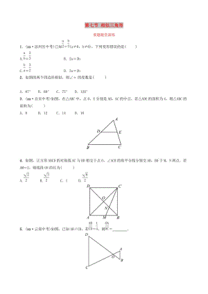 （棗莊專版）2019屆中考數(shù)學總復(fù)習 第1部分 第四章 幾何初步與三角形 第七節(jié) 相似三角形要題隨堂演練.doc
