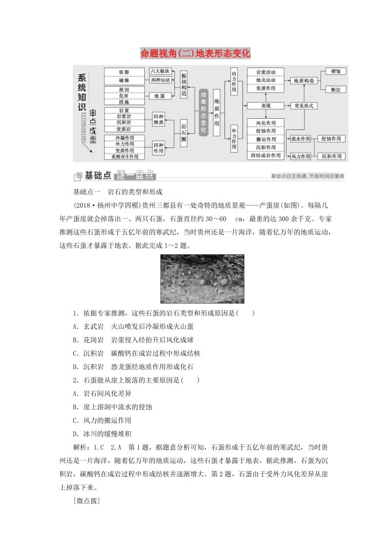 （江苏专用）2019版高考地理二轮复习 第一部分 聚焦选择题的10大命题视角 命题视角（二）地表形态变化讲义（含解析）.doc_第1页