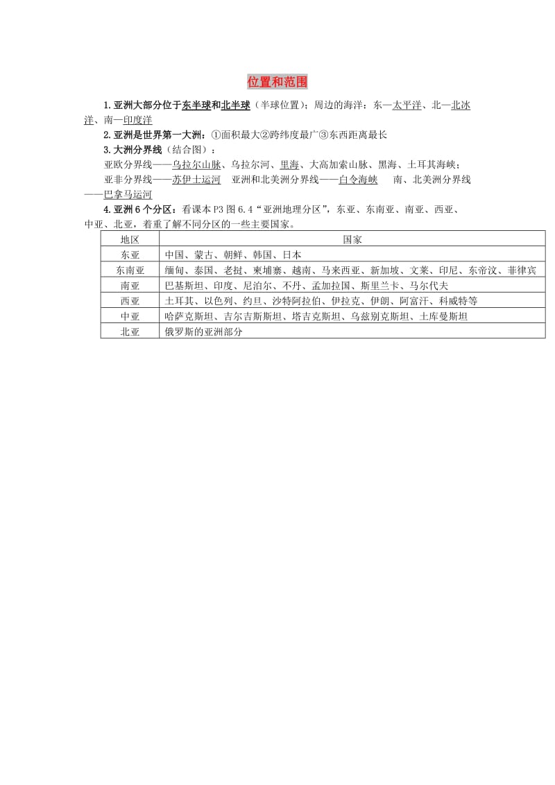 七年级地理下册 6.1 位置和范围知识点归纳 新人教版.doc_第1页