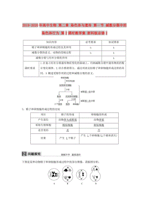 2019-2020年高中生物 第二章 染色體與遺傳 第一節(jié) 減數(shù)分裂中的染色體行為 第2課時(shí)教學(xué)案 浙科版必修2.doc