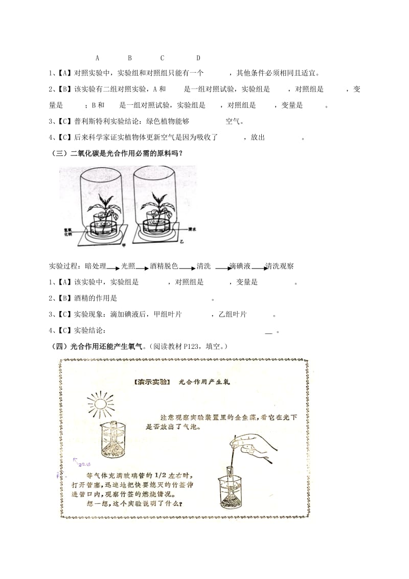 陕西省宝鸡市七年级生物上册 3.5.1光合作用吸收二氧化碳释放氧气学案（新版）新人教版.doc_第2页