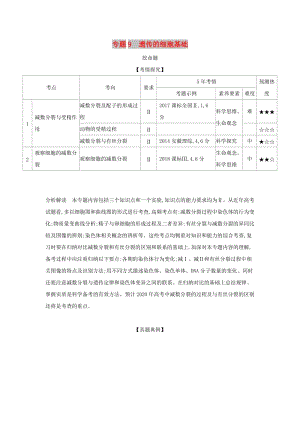 2019屆高考生物二輪復(fù)習(xí) 專題9 遺傳的細(xì)胞基礎(chǔ)習(xí)題.doc