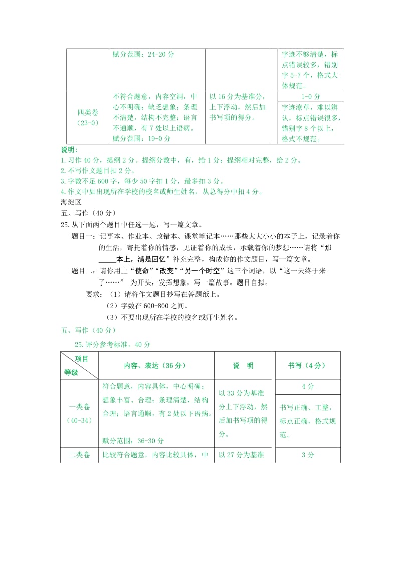 北京市15区2019届九年级语文上学期期末试卷分类汇编 写作专题 新人教版.doc_第2页