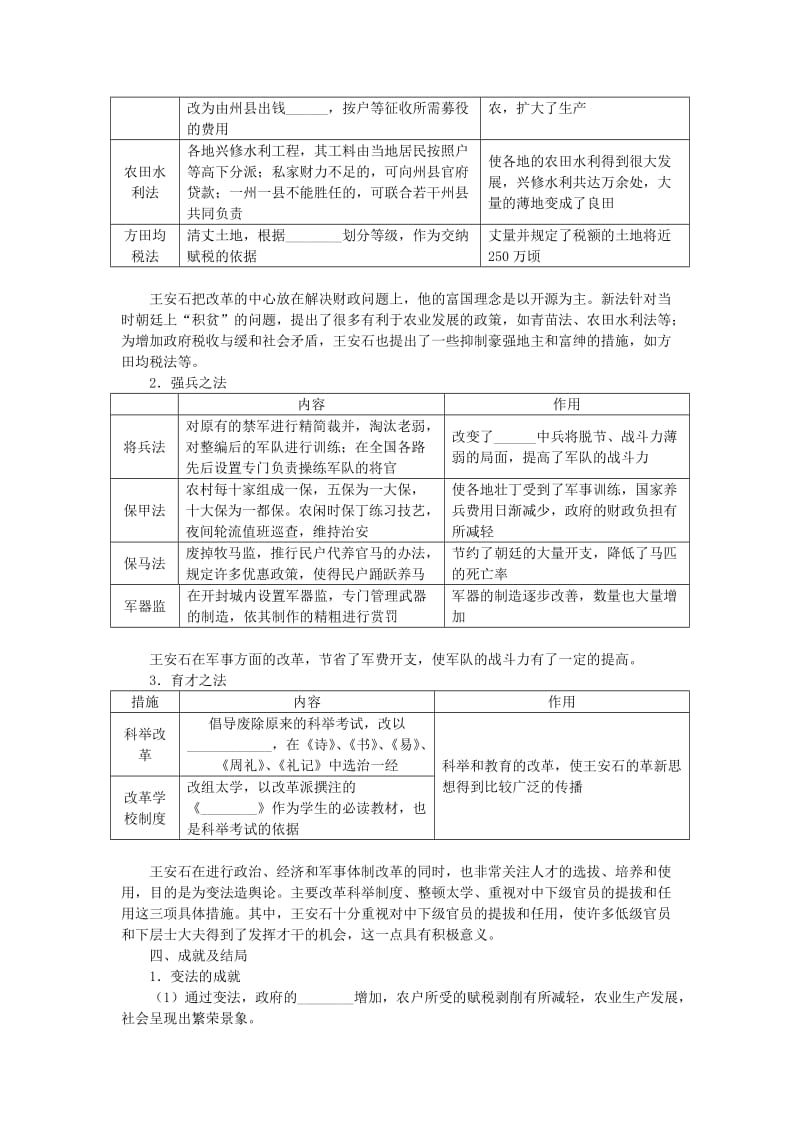 2019-2020年高中历史专题四王安石变法二王安石变法学案1人民版选修.doc_第2页