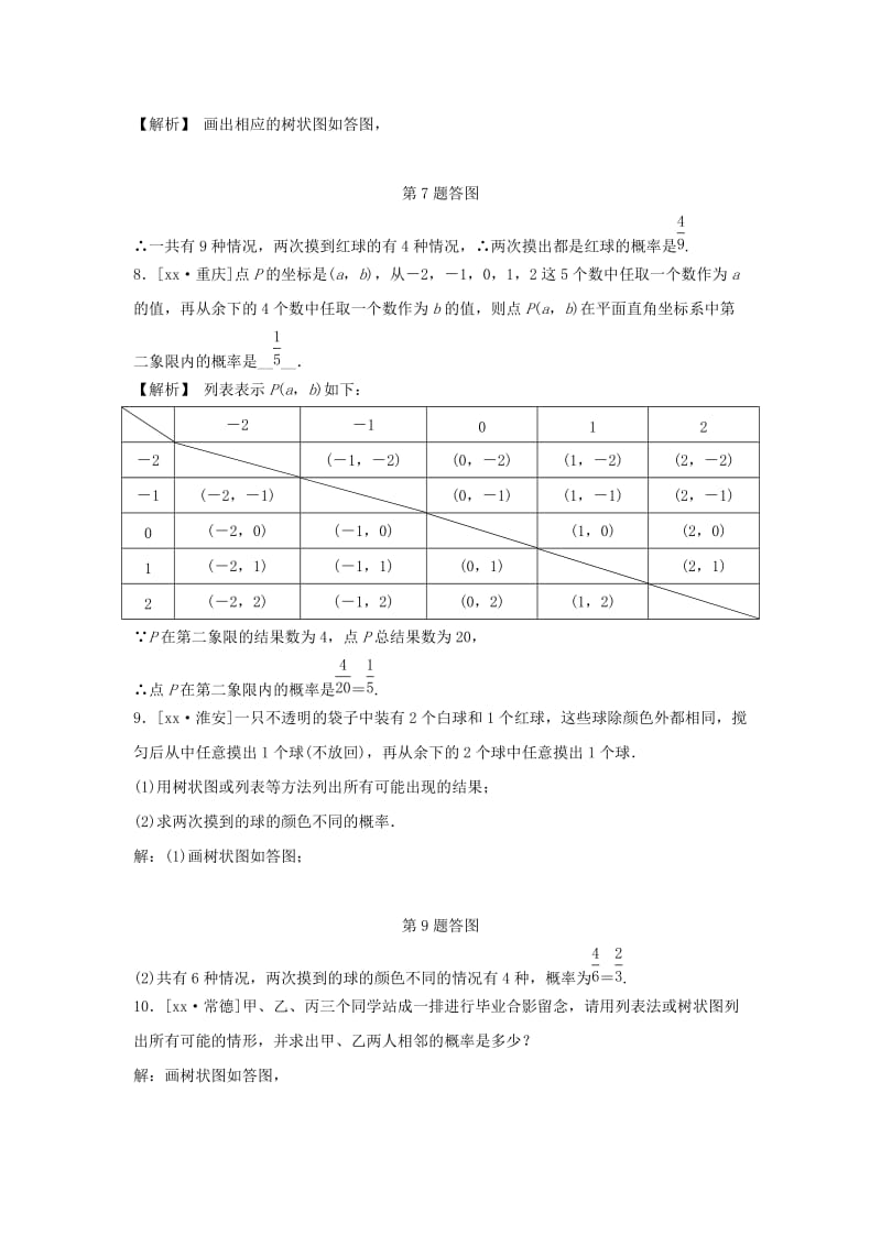 九年级数学上册第二章简单事件的概率2.2简单事件的概率第2课时简单事件的概率(二)随堂练习含解析新版浙教版.doc_第3页