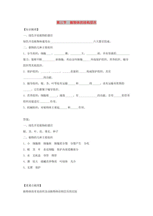 七年級(jí)生物上冊(cè) 2.2.3《植物體的結(jié)構(gòu)層次》練習(xí) （新版）新人教版.doc