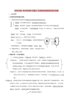 2019-2020年中考生物 專題二 生物體的結(jié)構(gòu)層次復(fù)習(xí)學(xué)案.doc