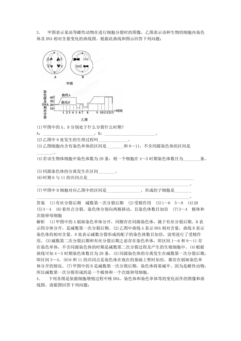 2019-2020年高考生物 第2章《基因和染色体的关系》考点复习二 比较减数分裂与有丝分裂 新人教版必修2.doc_第3页