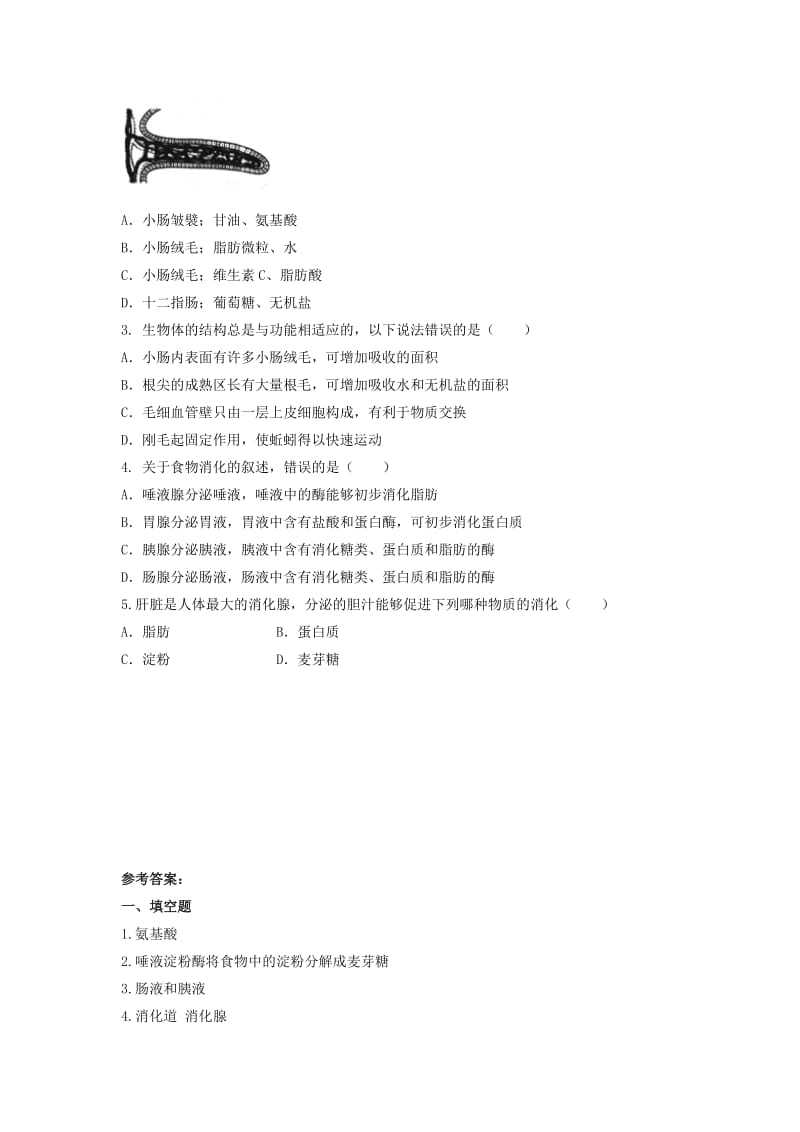 七年级生物下册 4.2.2《消化和吸收》同步练习 （新版）新人教版.doc_第2页