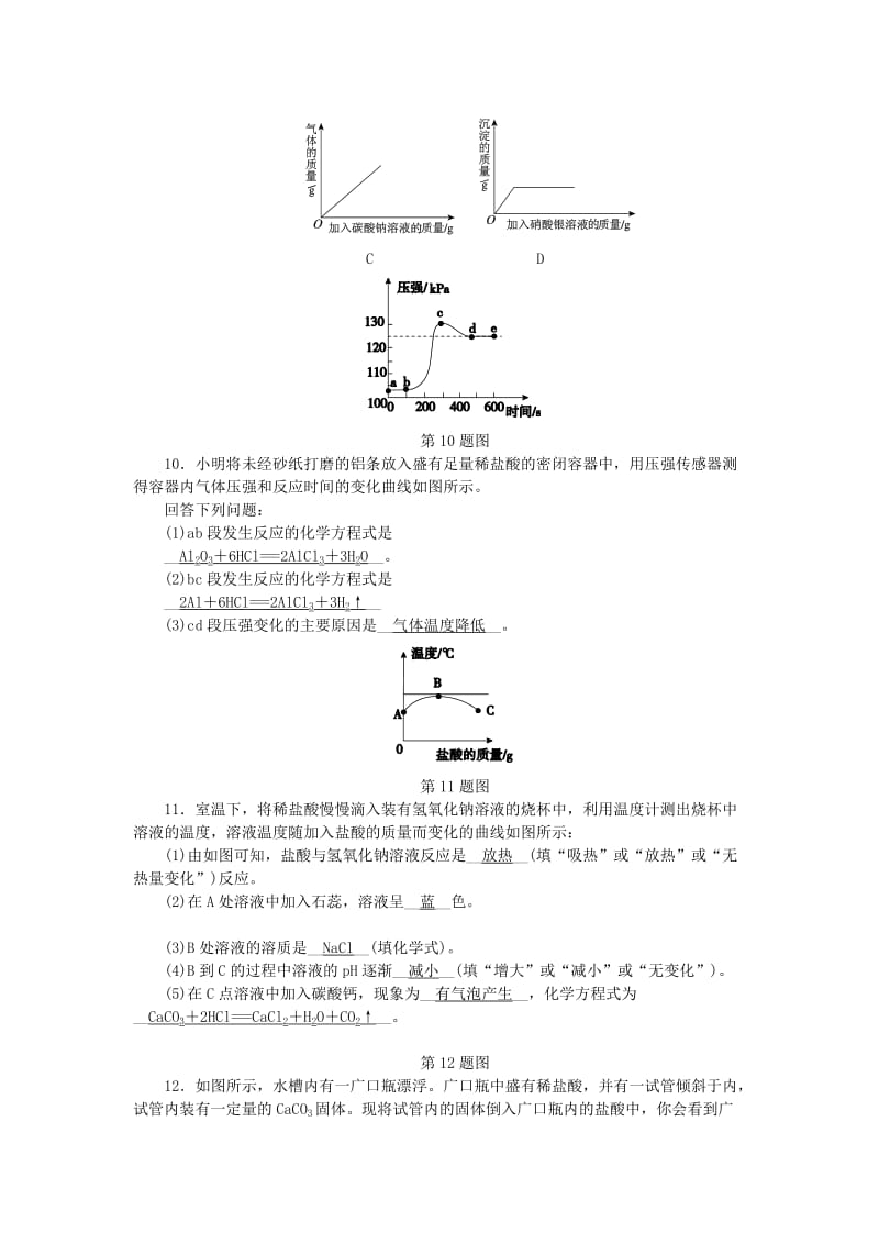 九年级科学上册 第1章 物质及其变化 第3节 常见的酸 第1课时 盐酸练习 （新版）浙教版.doc_第3页