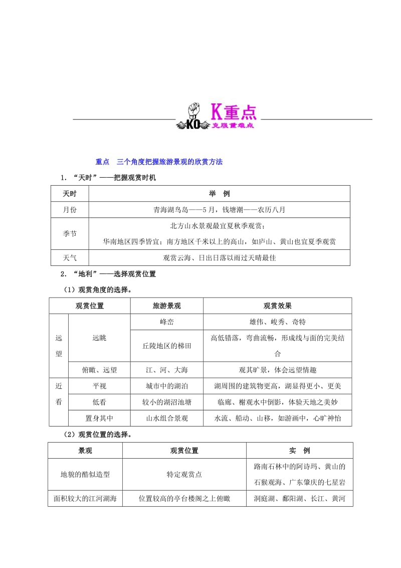 2018-2019学年高中地理 第03章 旅游景观的欣赏 专题3.2 旅游景观欣赏的方法试题 新人教版选修3.doc_第3页