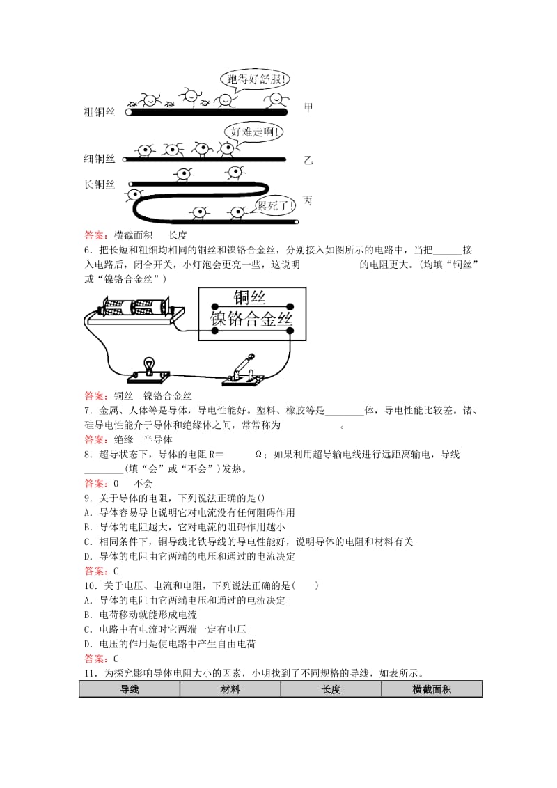 九年级物理全册 第十六章 第3节 电阻同步测试 （新版）新人教版.doc_第2页