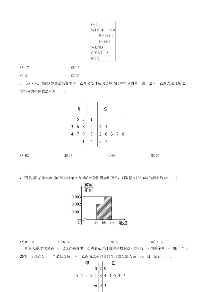 2019-2020年高考数学一轮复习 考点热身训练 第九章 算法初步（单元总结与测试）.doc_第2页