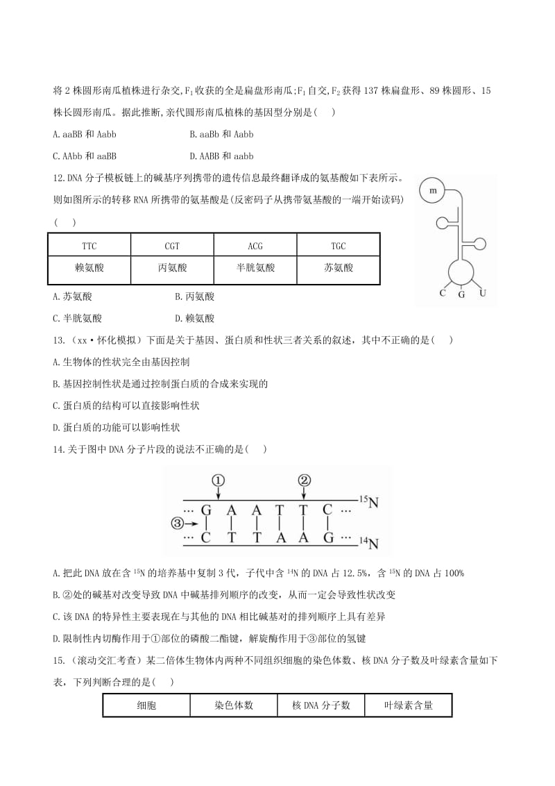 2019-2020年高考生物 阶段滚动检测4 第一 六单元（含解析）.doc_第3页