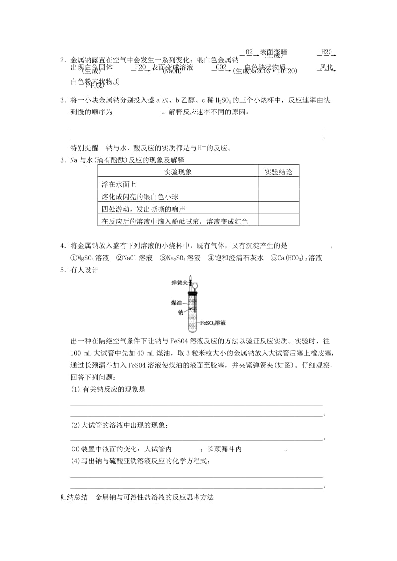 2019-2020年高考化学一轮复习（夯实基础+配配套规范训练卷）《专题3第1讲 钠、镁及其化合物一》 新人教版.doc_第2页