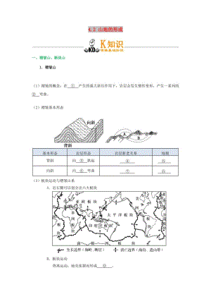 2018-2019學(xué)年高中地理 專題4.2 山地的形成試題 新人教版必修1.doc